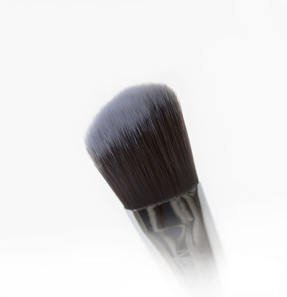 Flat Foundation Brush with black synthetic Taklon bristles and sturdy metal ferrule.