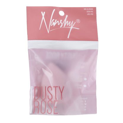 Dusty Rose Makeup Blending Sponge in pink Nanshy packaging.